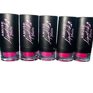 Lot of 5 Amuse Lipstick Matte Bright Pink Shades Sealed New Lip Color Bundle